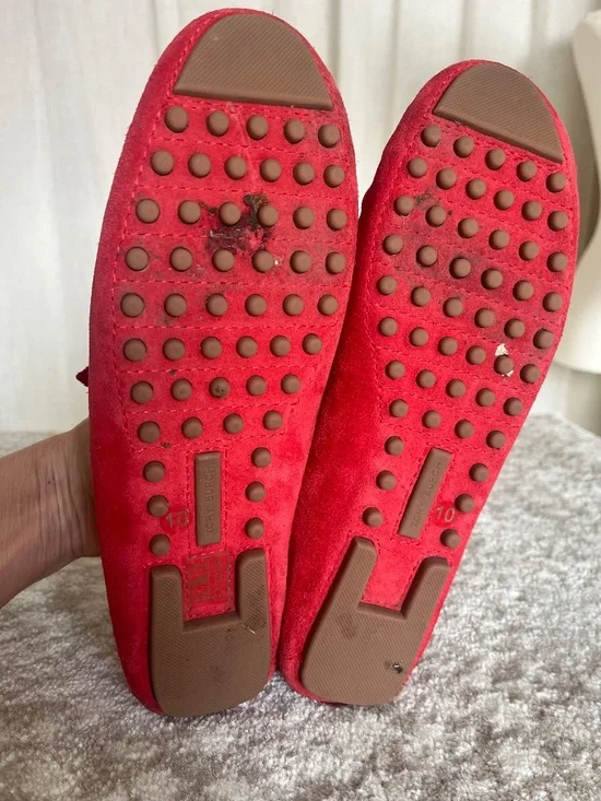 Tory Burch Gemini Driving Loafer - Red Suede -  size 10 - Picture 5 of 7